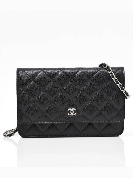 Classic Crossbag On Chain Grained Calfskin & Silver Black - CHANEL - BALAAN 2