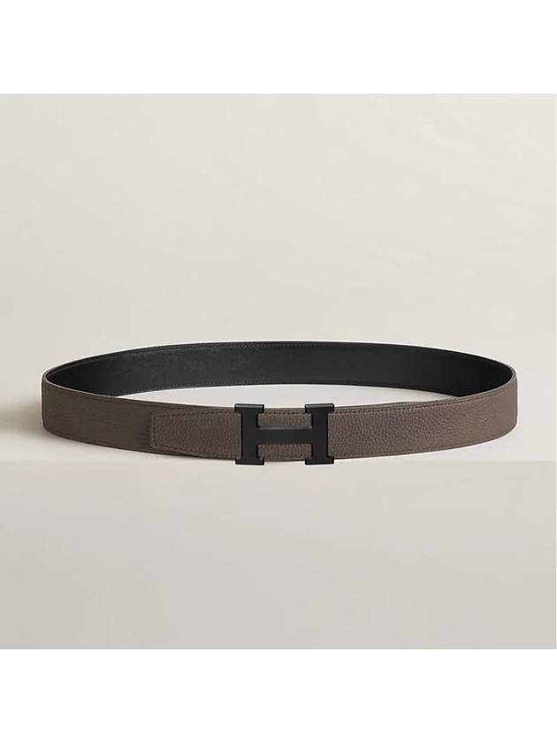 H Buckle Reversible Leather Belt Noir - HERMES - BALAAN 3