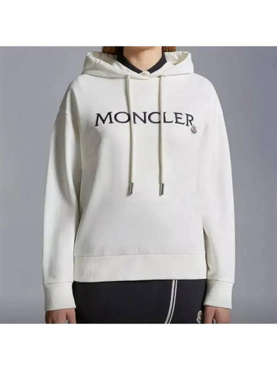 Embroidered Logo Hoodie White - MONCLER - BALAAN 2