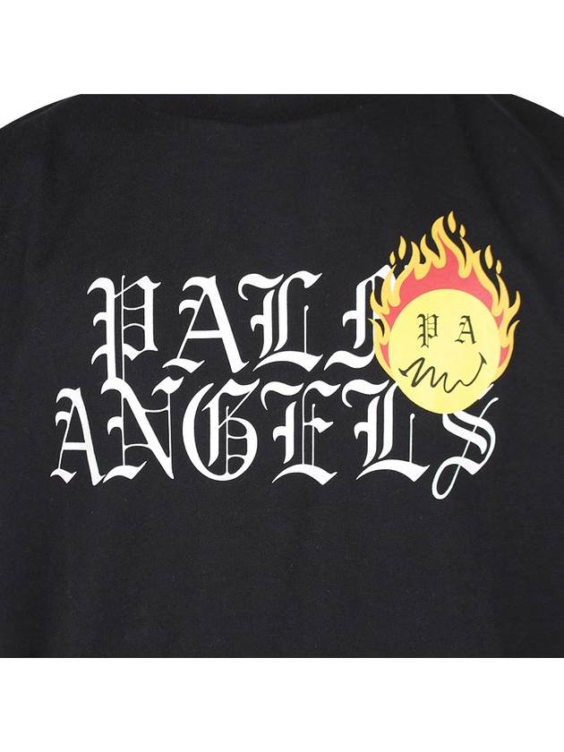 Burning Head Logo Short Sleeve T-Shirt Black - PALM ANGELS - BALAAN 7