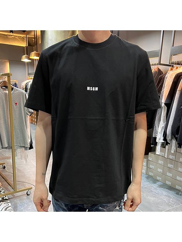 Micro Logo Print Short Sleeve T-Shirt Black - MSGM - BALAAN 3