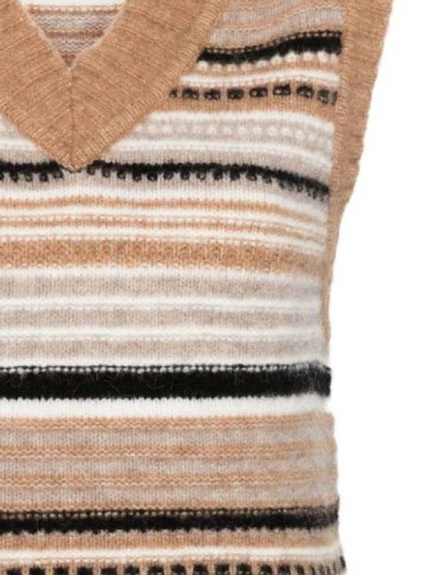 Striped Soft Wool Knit Vest Brown - GANNI - BALAAN 3