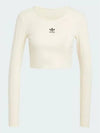 Essentials Lip Cropped Cotton Long Sleeved T-Shirt Ivory - ADIDAS - BALAAN 2