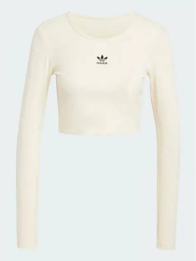 Essentials Lip Cropped Cotton Long Sleeved T-Shirt Ivory - ADIDAS - BALAAN 2