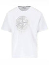 Men's Logo Print Crew Neck Short Sleeve T-Shirt White - STONE ISLAND - BALAAN 2