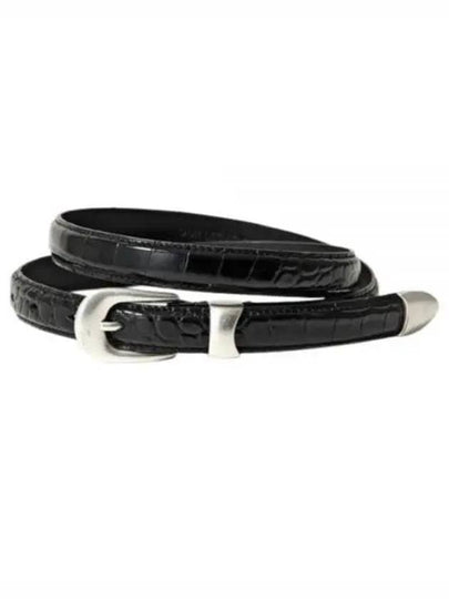 Licorice Croc Bull Hide Leather Belt Black - OUR LEGACY - BALAAN 2