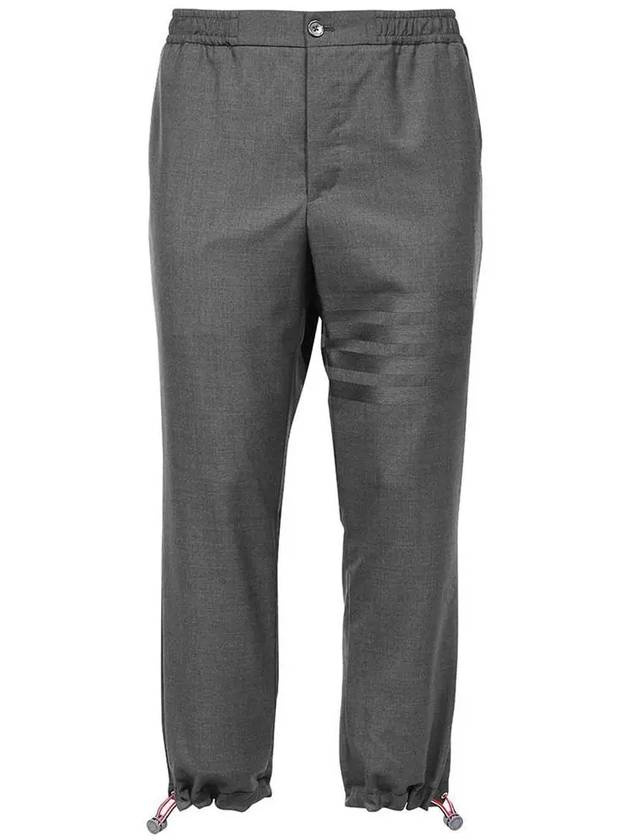 Plain Weave 4-Bar Elastic Waist Track Pants Dark Grey - THOM BROWNE - BALAAN 3