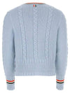 Cable Stripe Classic V-neck Merino Wool Cardigan Blue - THOM BROWNE - BALAAN 3