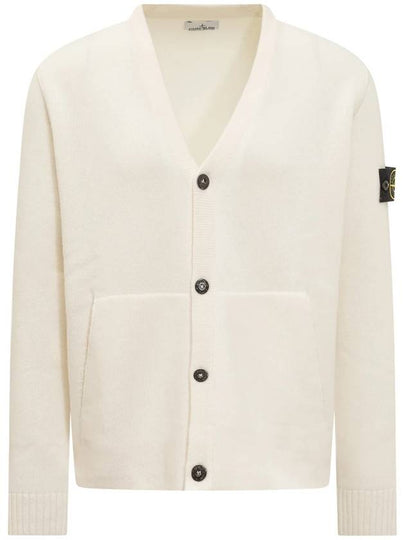 Men's Wappen Patch Button Cardigan White - STONE ISLAND - BALAAN 2