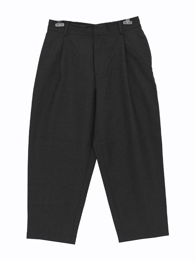 Cropped Pleated Tailored Light Technical Wool Straight Pants Anthracite - MAISON KITSUNE - BALAAN 1