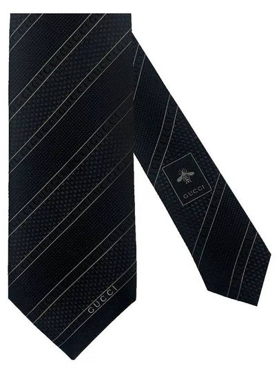 Men's Striped Tie Black - GUCCI - BALAAN 2