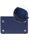 Rockstud Leather Card Wallet Navy - VALENTINO - BALAAN 2