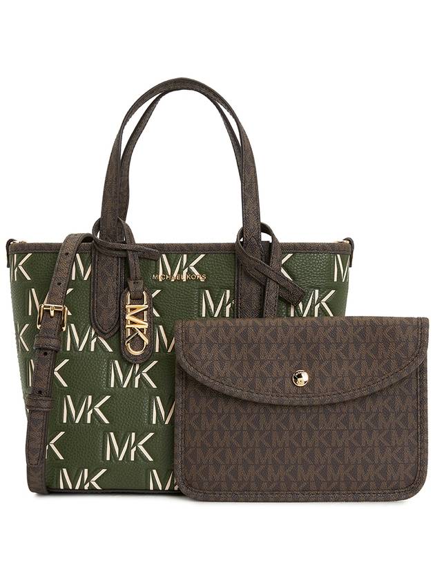 Eliza Extra Small Embossed Logo Tote Bag Green - MICHAEL KORS - BALAAN 3