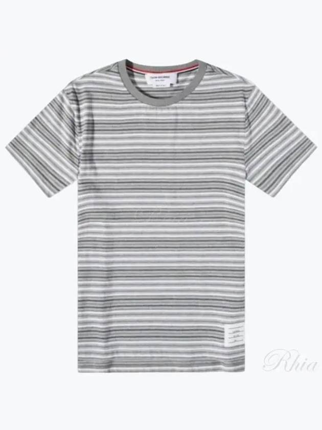 Men's Striped Midweight Jersey Short Sleeve T-Shirt Grey - THOM BROWNE - BALAAN 2