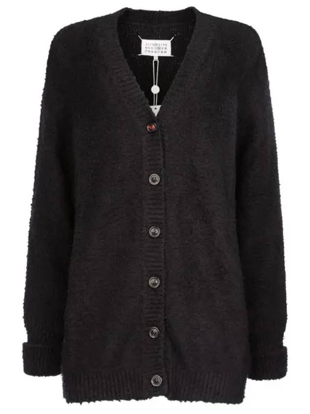 V-Neck Stitch Oversized Knit Cardigan Black - MAISON MARGIELA - BALAAN 6