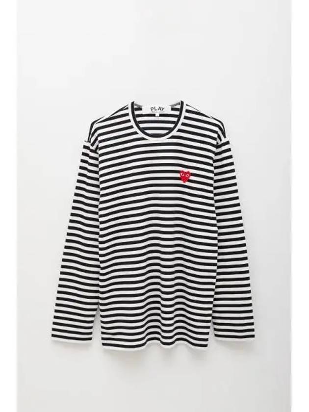 IDomestic ShippingI AZ T164 051 1 P1T164 AX Red Heart Waffen Striped Long Sleeve T shirt kr 218258 - COMME DES GARCONS - BALAAN 1