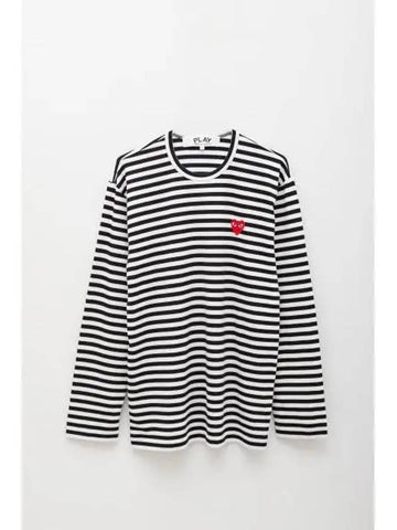 IDomestic ShippingI AZ T164 051 1 P1T164 AX Red Heart Waffen Striped Long Sleeve T shirt kr 218258 - COMME DES GARCONS - BALAAN 1