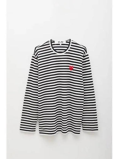 IDomestic ShippingI AX T164 051 1 P1T164 AZ Red Heart Waffen Striped Long Sleeve T shirt kr 218258 - COMME DES GARCONS - BALAAN 1