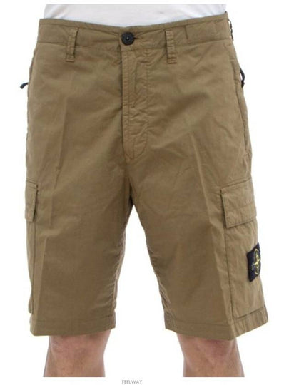 Men's Logo Patch Cargo Shorts Dark Beige - STONE ISLAND - BALAAN 2