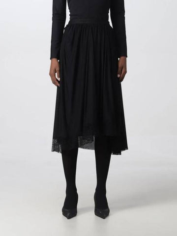 Lace Trimmed A-Line Skirt Black - BALENCIAGA - BALAAN 1