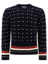 Wool Mohair Long Sleeve Knit Top Navy - THOM BROWNE - BALAAN 1