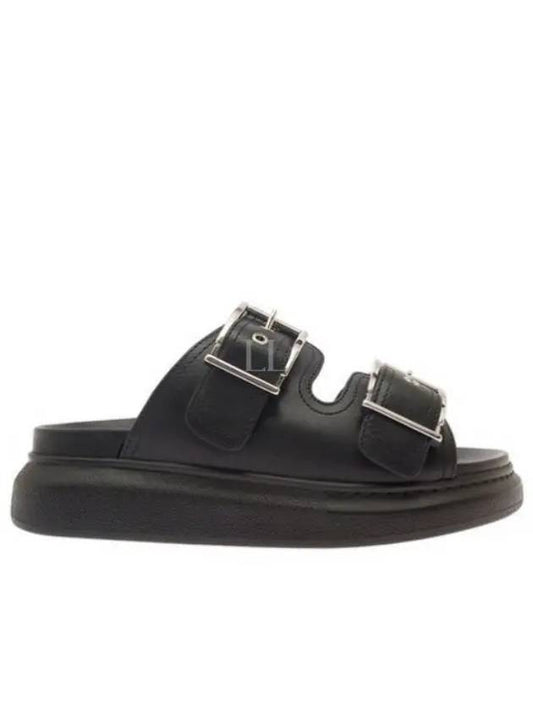 Double Buckle Strap Slippers Black - ALEXANDER MCQUEEN - BALAAN 2