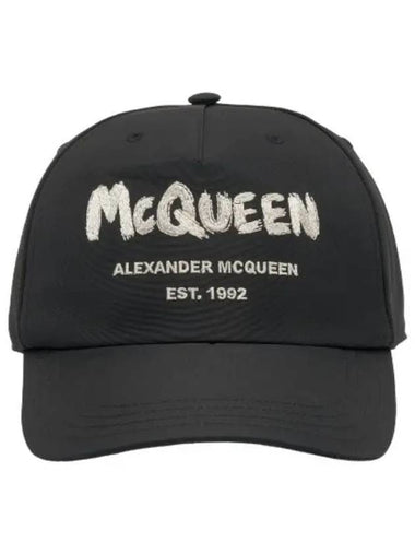 Graffiti Logo Ball Cap Black Ivory - ALEXANDER MCQUEEN - BALAAN 1