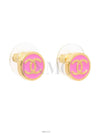 Pink Gold Coco Button Round Circle Earrings ABC830 Coin CC - CHANEL - BALAAN 3