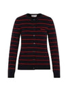 Logo Striped Cardigan Red Navy - MIU MIU - BALAAN 1