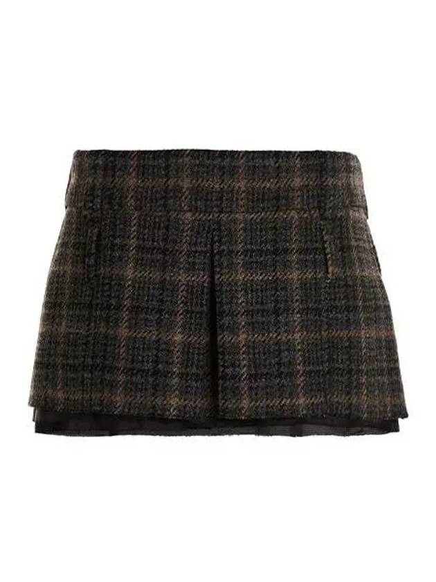 Skirt Tartan Mini Charcoal - MIU MIU - BALAAN 1