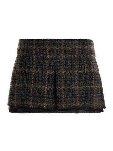 Skirt Tartan Mini Charcoal - MIU MIU - BALAAN 1