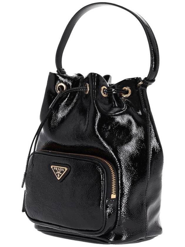 Duet Naplak Patent Leather Bucket Bag Black - PRADA - BALAAN 3