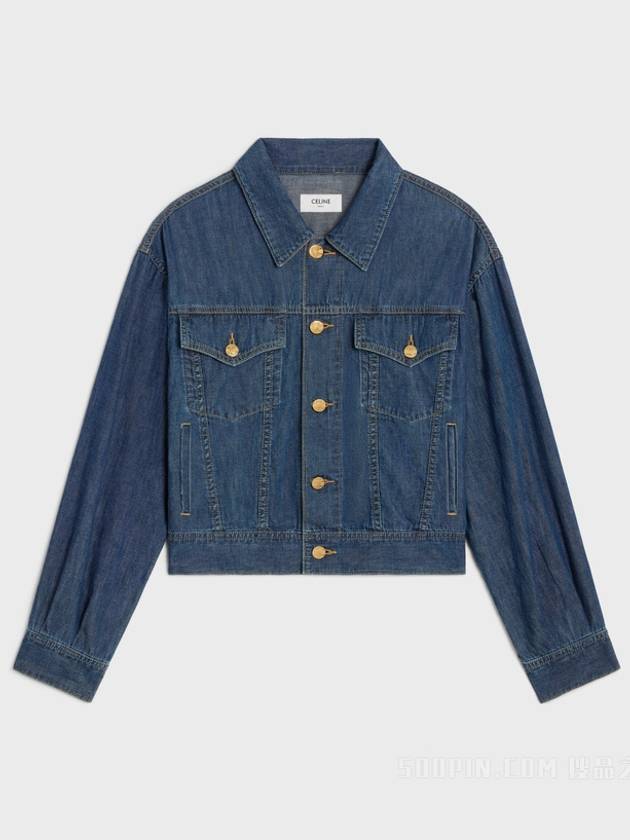 Boxy Cropped Denim Jacket Blue - CELINE - BALAAN 2