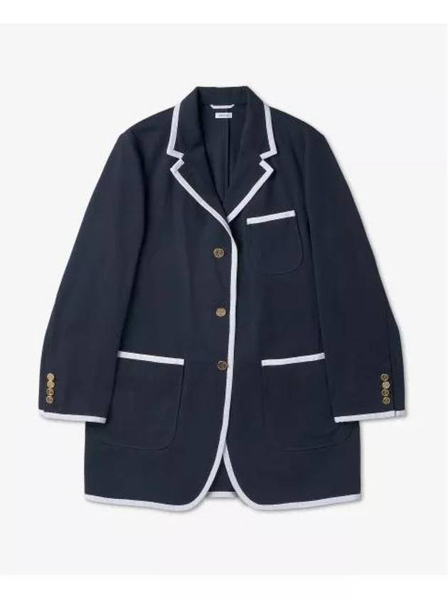 Cotton Gabardine Tipping Oversized Sack Sport Blazer Jacket Navy - THOM BROWNE - BALAAN 2