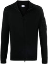 Sea Island Lens Wappen Stand Collar Zip-Up Jacket Black - CP COMPANY - BALAAN.