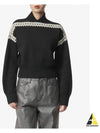 Contrast Trim Effect Knit Top Black - SAINT LAURENT - BALAAN 2