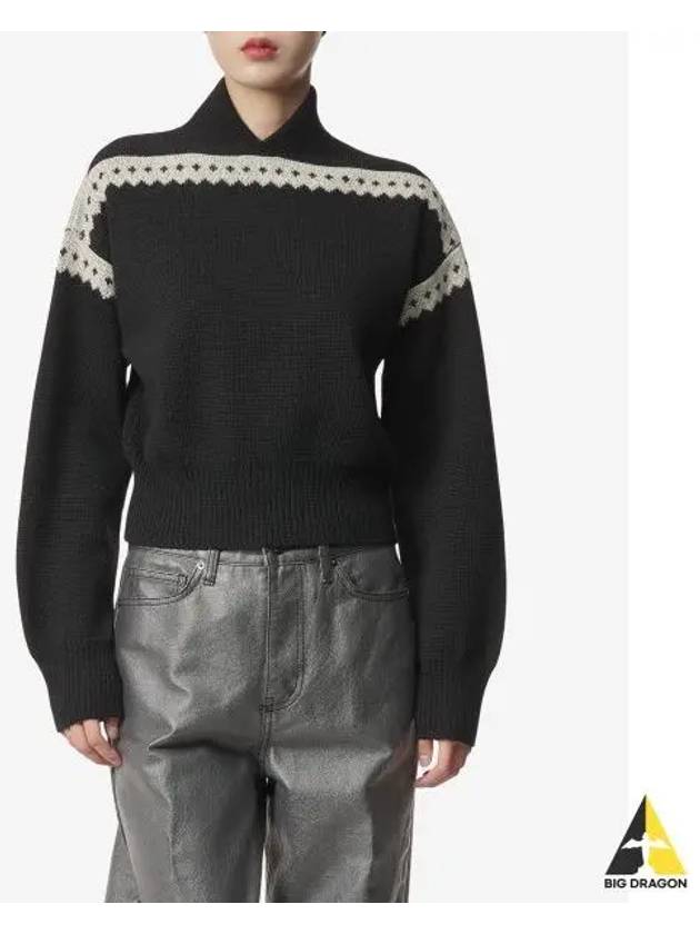 Contrast Trim Effect Knit Top Black - SAINT LAURENT - BALAAN 2