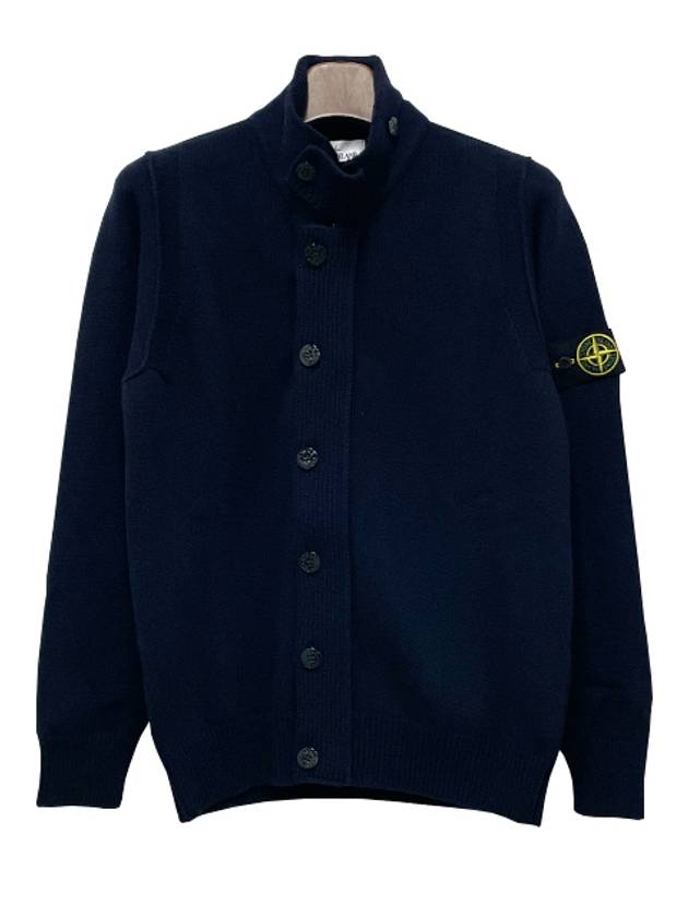 Lambswool Knit Cardigan Navy - STONE ISLAND - BALAAN 3