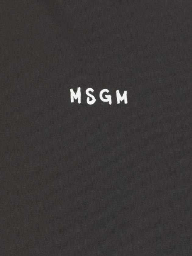 Micro Brushed Logo Cotton Short Sleeve T-Shirt Black - MSGM - BALAAN 6