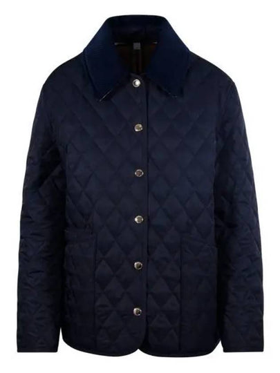 Corduroy Collar Quilted Jacket Navy - BURBERRY - BALAAN 2