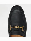 Women's Double T Logo Leather Loafers Black - TOD'S - BALAAN.