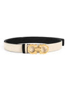 Reversible Gancini Leather Belt Black Bone - SALVATORE FERRAGAMO - BALAAN 5