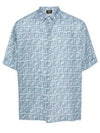 FF Linen Short Sleeve Shirt Blue - FENDI - BALAAN 2