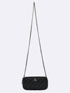 A82527 COCO silver logo black color lambskin double zipper mini chain cross bag - CHANEL - BALAAN 3