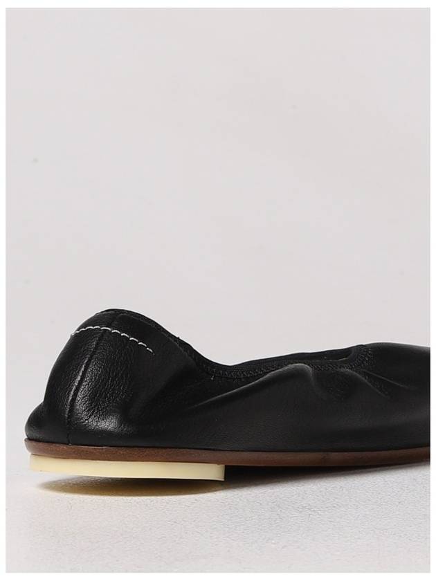 Women's Scarpa Square Toe Leather Flat Black - MAISON MARGIELA - BALAAN 9