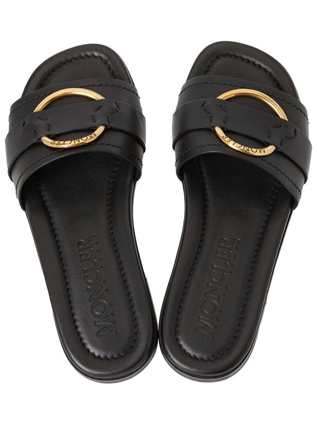 Bell Leather Slippers Black - MONCLER - BALAAN 3