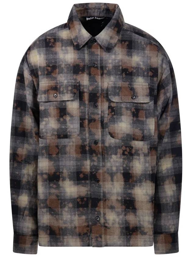 Palm Angels Curved Logo Check Long Sleeve Shirt Gray - PALM ANGELS - BALAAN 2