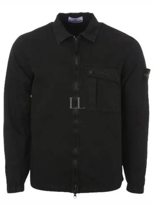 Old Treatment Garment Dyed Overshirt Jacket Black - STONE ISLAND - BALAAN 2