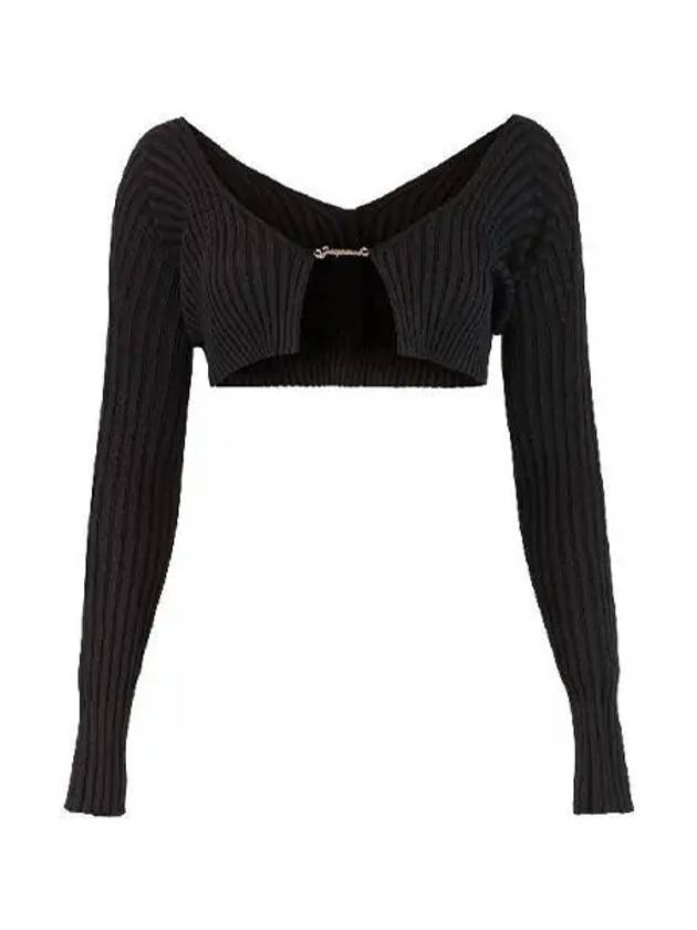 La Maille Pralu Micro Charm Logo Cardigan Black - JACQUEMUS - BALAAN 2