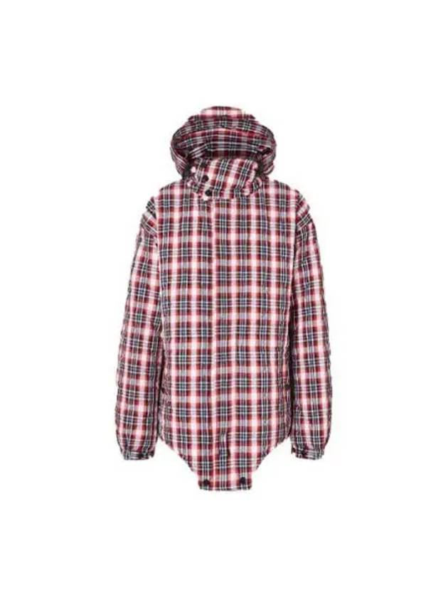 Men's Check Print Parka Red - BURBERRY - BALAAN 2